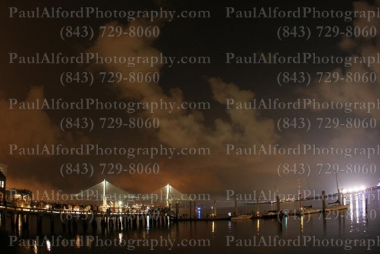 Charleston SC, Lowcountry, cooper river bridge, downtown, harbor, night